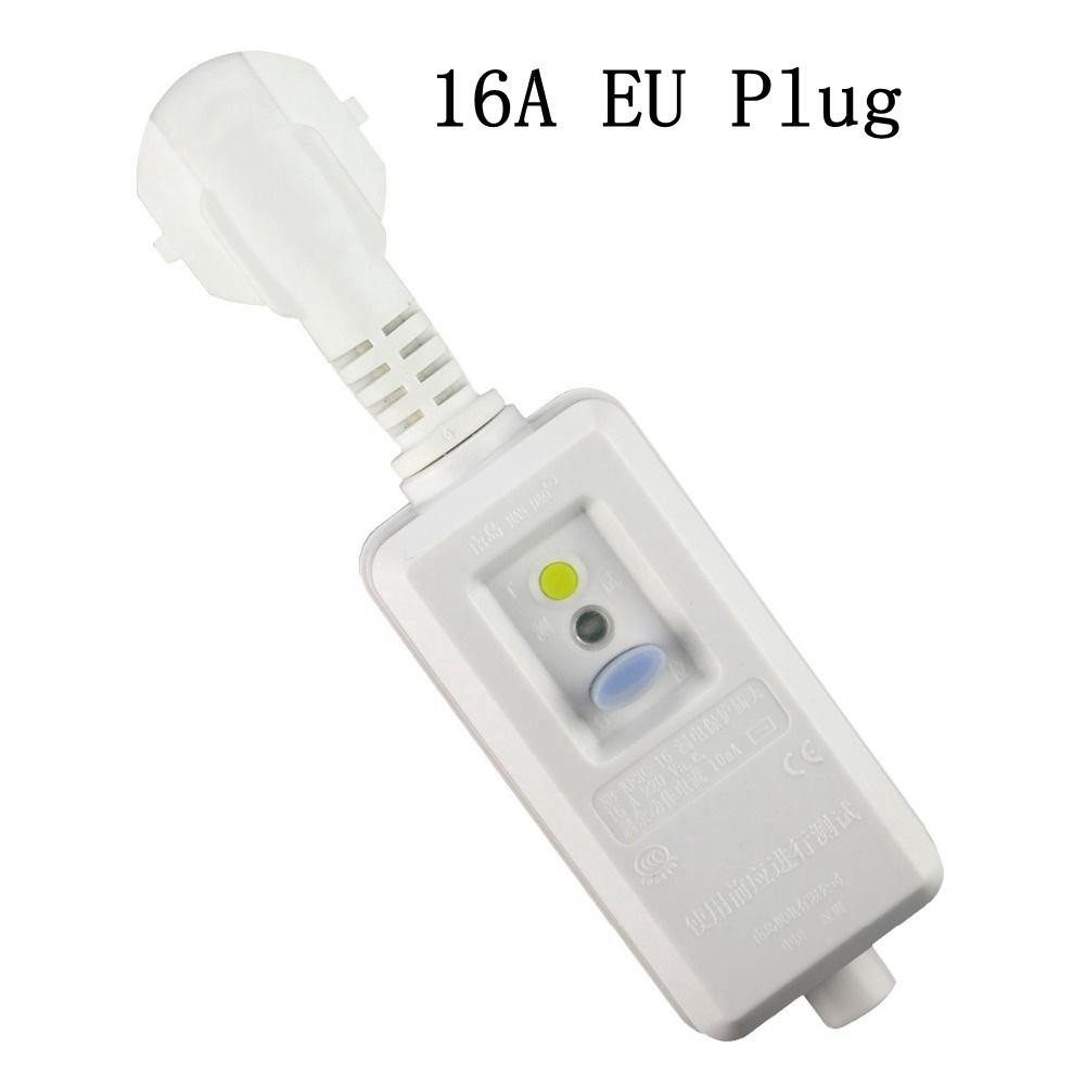 220V 240V White GFCI Leakage Protection Safety RCD Socket Adaptor Home Circuit Breaker Cutout Powers Trip Switch 16A EU Plug