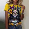 Fashion Women's T-shirt for Girls Summer Short Sleeve Sexy Girls Clothes Day of the Dead Undead Skull Pattern oversized T-shirts