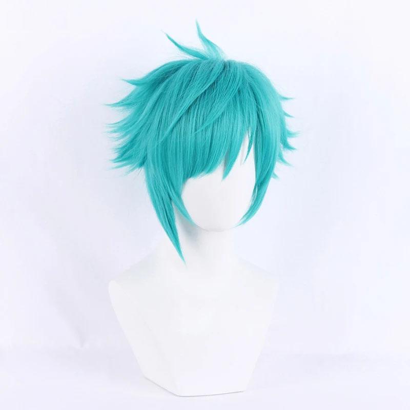 Heartsteel Aphelios Cosplay Wig LOL Cosplay Short Blue Green Heat Resistant Synthetic Hair Game Anime Wigs + Wig Cap