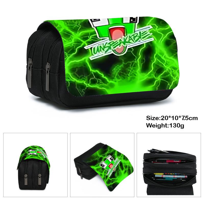 Printed Polyester Pencil Case, Large-Capacity Storage Bag, Double-Layer Flip Cover, Stationery Box.