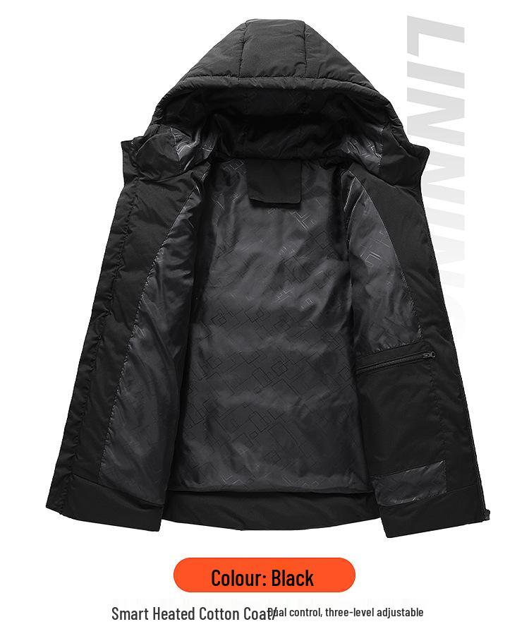 Unisex Smart Heated Winter Jacket with Hood - Rechargeable and Temperature-Controlled.