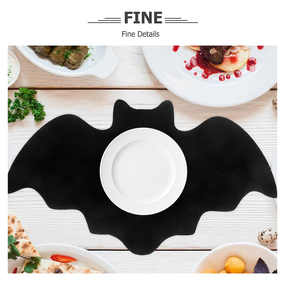 8Pcs Halloween Bat Shaped Placemats Felt Black Dining Table Mats Halloween Party Decorations Tableware Spider Web Placemats