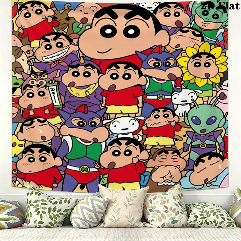 Crayon Shinchan Wall Tapestry Aesthetic Wall Hanging Printed Fabric Blanket Decorative Tapestries For Bedroom Living Room Home Decor