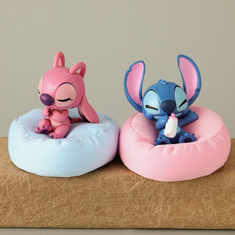 2pcs  Stitch Angel Action Figure Cute Kawaii Cartoon Character Toy Doll Creative Model Decoration For Kid Birthday Gifts