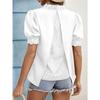 Women's Short-sleeved Tops Summer New Fashion T-shirt Versatile V-neck Shirt Lantern Sleeve Splicing Lace Blouse