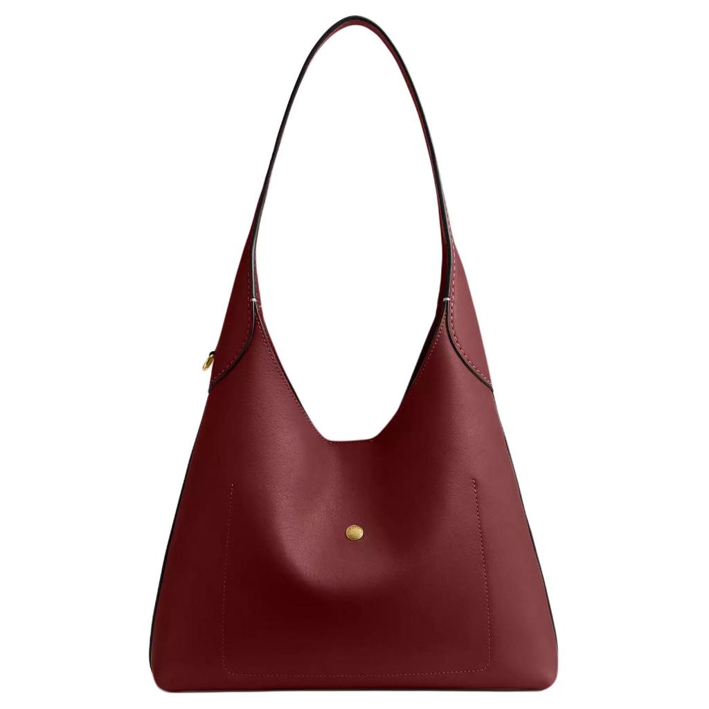 Coach Brooklyn 28 Logo Chiusura Magnetica Pelle a Grana Naturale Borsa a Spalla Tote Media da Donna Rosso Profondo Rubino CU068-B4XEP