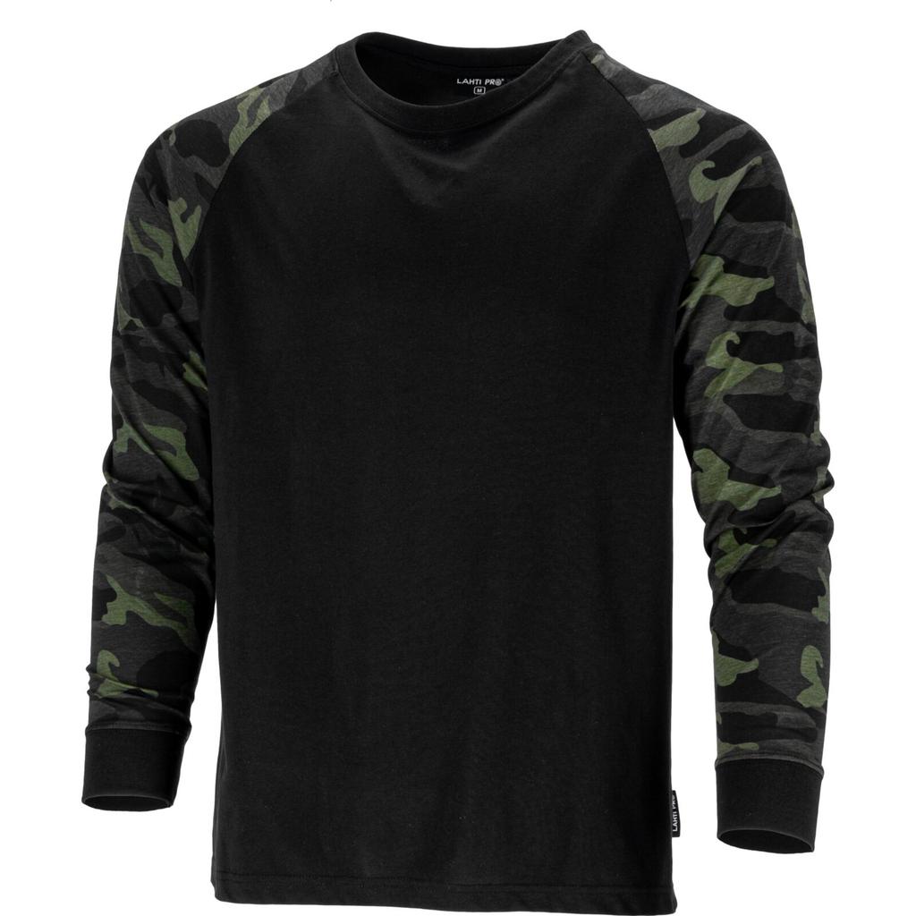Long Sleeve T-Shirt, 190G/M2, Camo-Black, "3Xl", Ce,Lahti