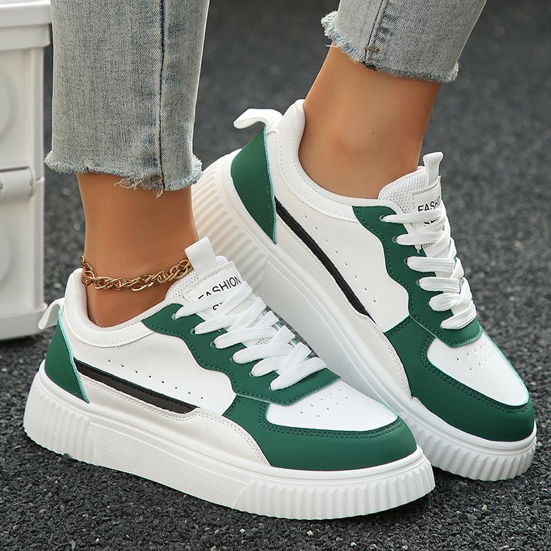 Fashion Women Sneakers Spring Autumn Plus Size White Sneaker Women Leather Platform Vulcanizd Shoes Woman Comfort Lace Up Flat Sneakers