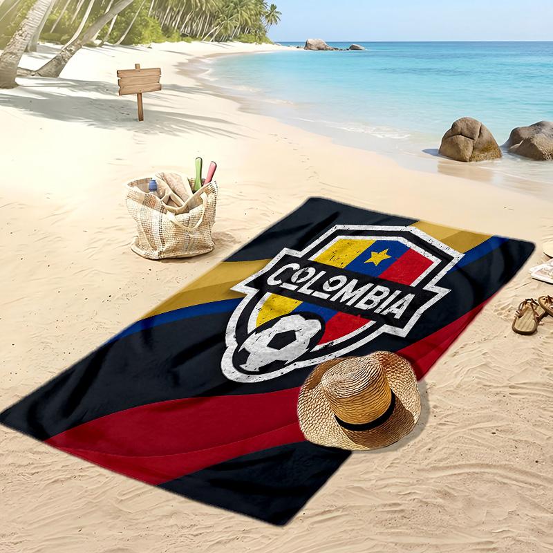 Asciugamano da Spiaggia Stampa Calcio Colombia Asciugatura Rapida Super Assorbente Morbido Asciugamano da Bagno per Nuoto Spiaggia Viaggio Souvenir Regalo
