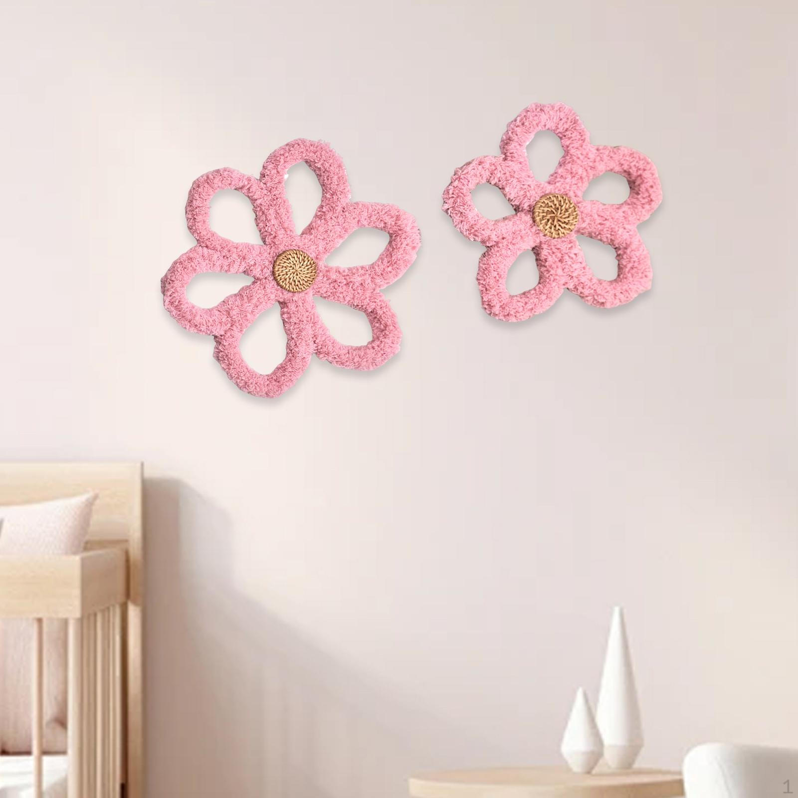 

Набор из 2 настенных табличек с ромашками, Богемное цветочное искусство, Декор для спальни, гостиной розовый