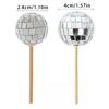 24pcs Cupcake Toppers for Party Decoration Stylish Reflective Sphere Cake Picks Accessories Cake Decorating Ornament
