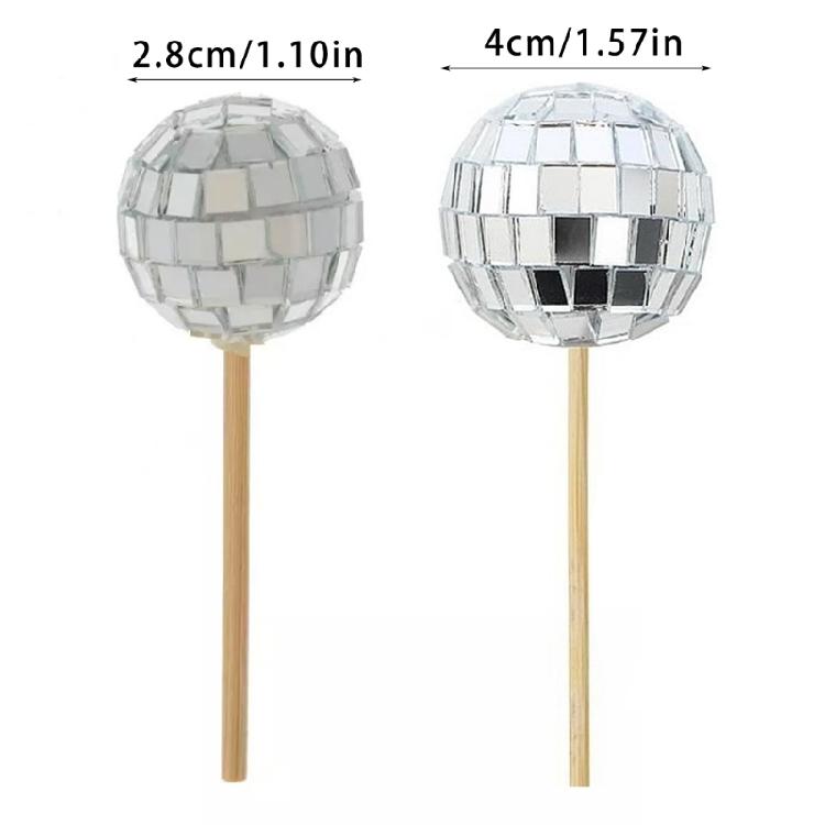 24pcs Cupcake Toppers for Party Decoration Stylish Reflective Sphere Cake Picks Accessories Cake Decorating Ornament