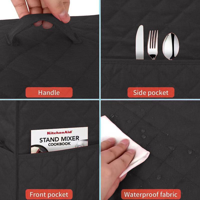 Standing Blender Dust Cover Multi-Color Quilted Diamond Pattern With Side Pocket Polyester Taffeta Appliance Protector Anti Dust