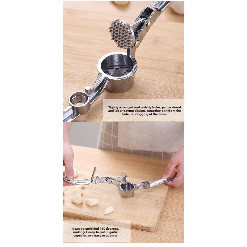 Extra-large Garlic Press, Garlic Masher, Garlic Clamp, Multifunctional Zinc Alloy Stainless Steel Manual Pull-type Garlic Crusher