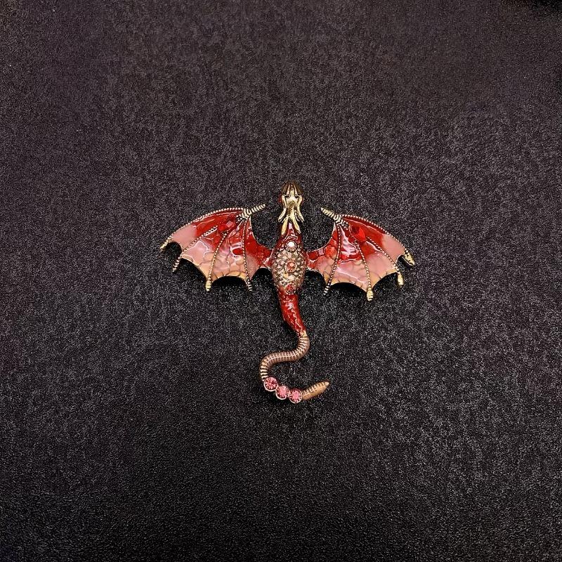 Brož Kapající drak - Vysoce kvalitní, Personalizovaná zvířecí brož s protiodrazovým zapínáním a špendlíkem.