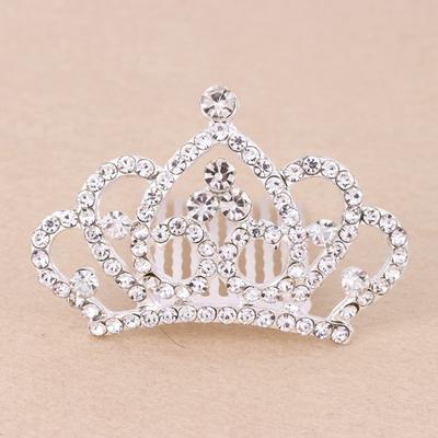 Korean-Style Rhinestone Kids' Crown Hair Comb - Cute Tiara Hair Clip for Girls, Sparkly Headpiece Perfect for Dance Performances