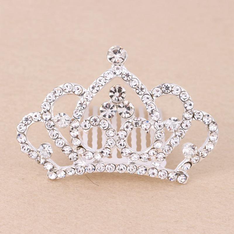 Korean-Style Rhinestone Kids' Crown Hair Comb - Cute Tiara Hair Clip for Girls, Sparkly Headpiece Perfect for Dance Performances