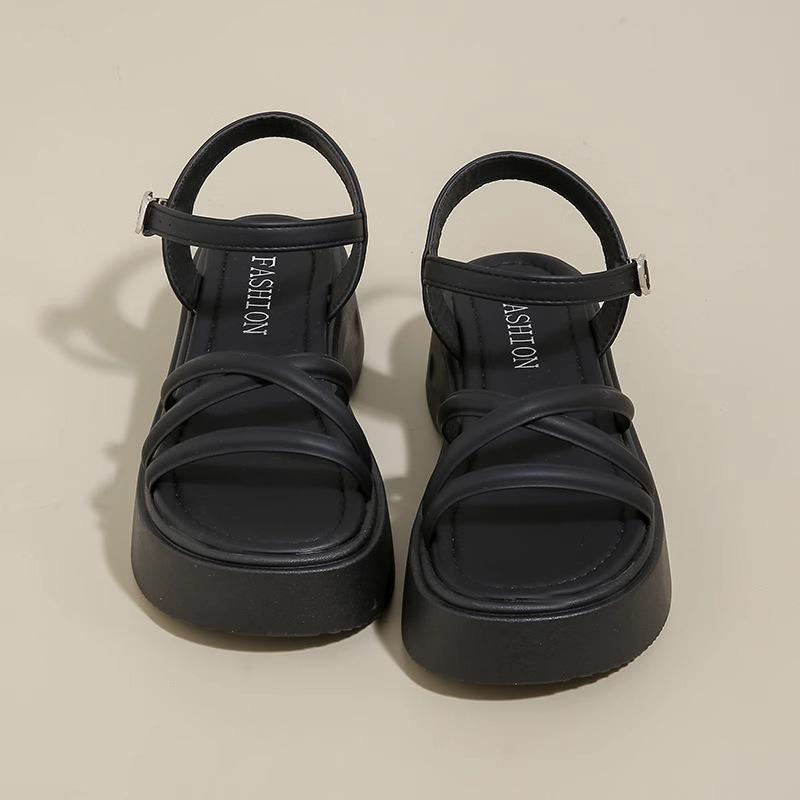 Muffin Platform Sandals Women's Summer New Models with Skirts Simple and Versatile One-word with Beach Shoes