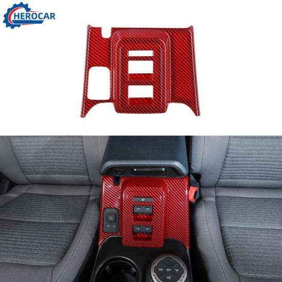 Window Lift Switch Panel Decor Cover for Ford Bronco 4 doors Red Carbon Fiber
