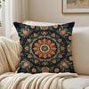 Darkcolored Mandala Floral Pattern Pillow Case Organic Short Plush Cushion Covers Breathable Washable WrinkleResistant