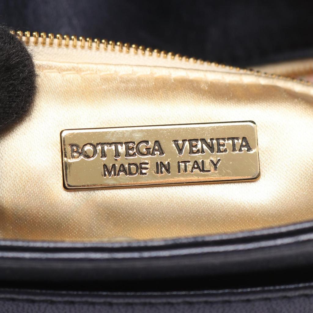 Used BOTTEGA VENETA Intrecciato Shoulder Bag leather Navy Used Women
