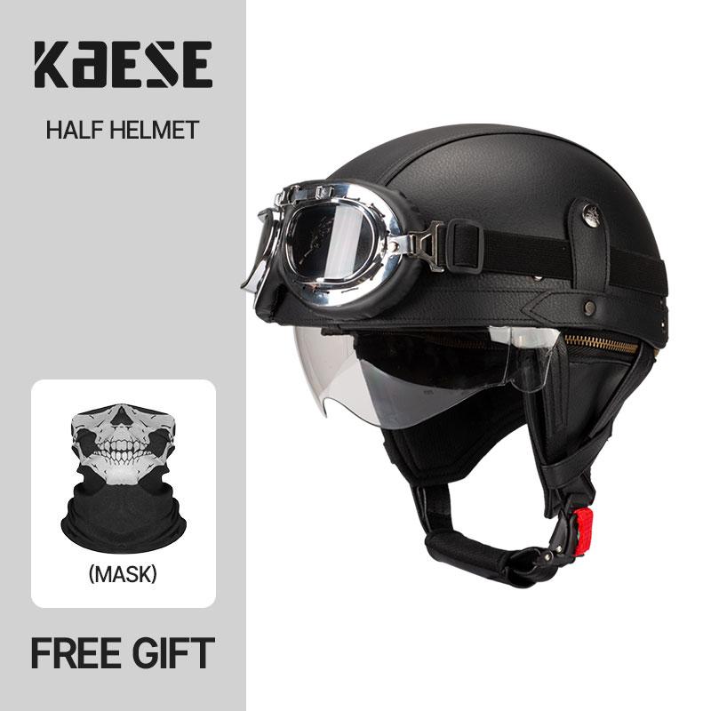 Vintage Half Face Motorcycle Helmet Motorbike Helmets Men Women Unisex Scooter Summer Helmet Black Brown DOT Approved Casque