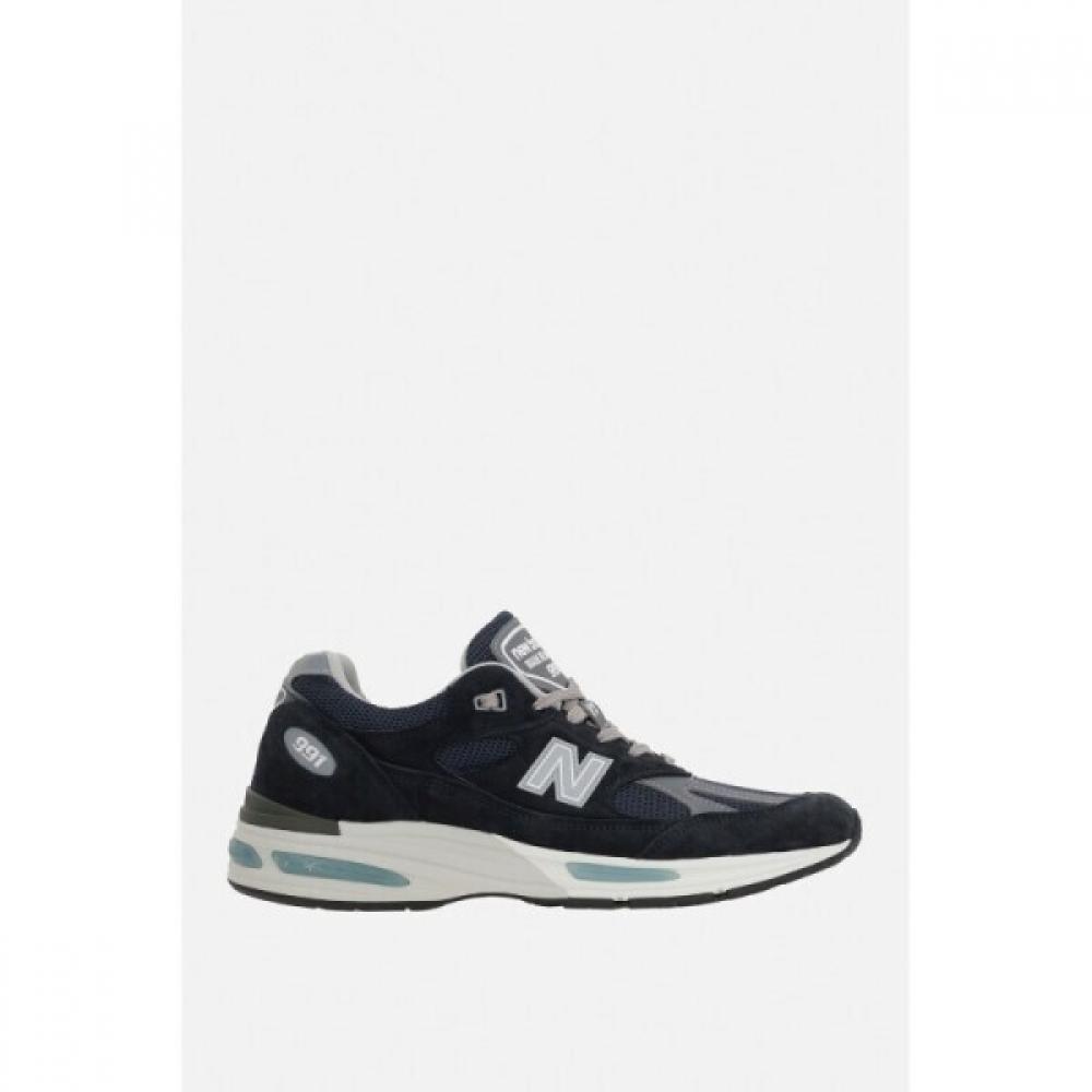 

New Balance Black Suede And Blue Mesh Low Top Sneakers U991nv2 Navyd US6.5