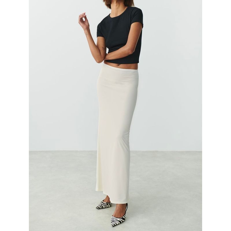 Export Single 2025 New Arrival Stretch Skinny Sheath Fold Split Gas Field Full Open High Waist Skirt Mid-Length Skirt
