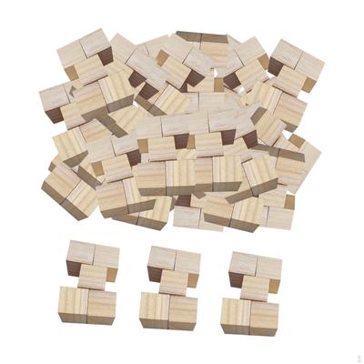 50 Pieces Unfinished Wooden Blocks Stacking Blocks, Counting ,Wooden Cubes Square