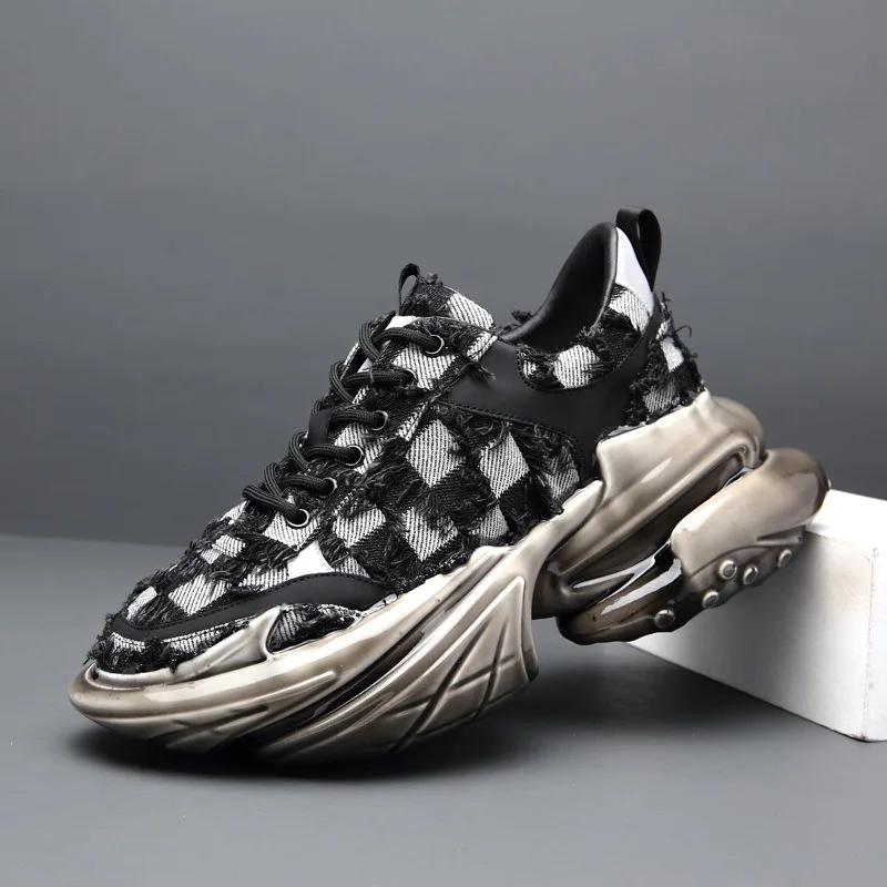 fashion Fashion Platform Sneakers Men Casual Shoes Breathable Male Footwear Lace Up Walking Shoe Sport Running Sneaker Thick Soled Shoes