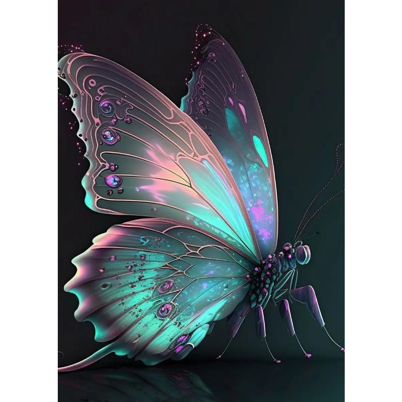 Colorful Pink Purple Butterfly Poster Abstract Glowing Butterfly Wings Print Canvas Painting Living Room Decor Wall Art Pictures