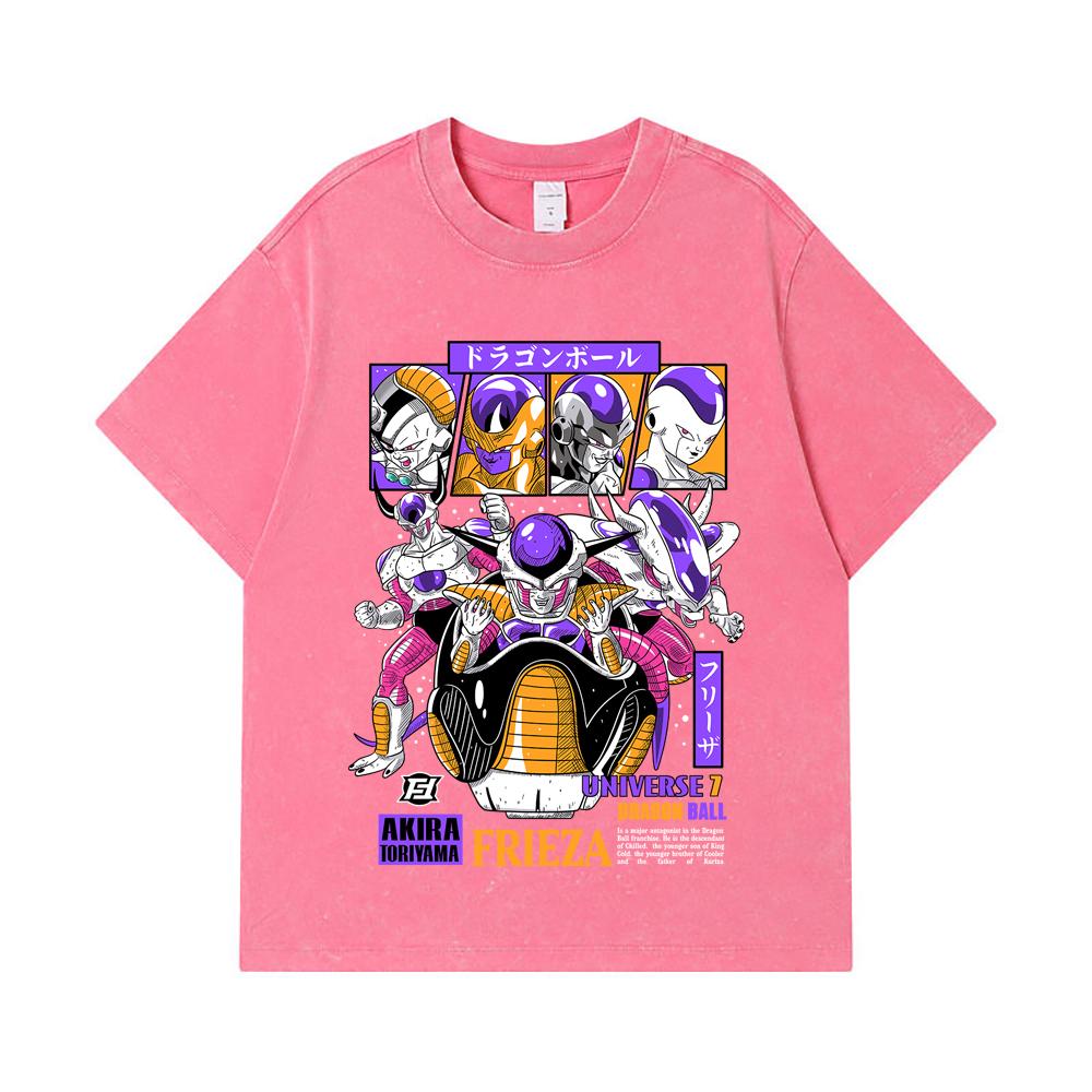 275 GSM Washed T-shirts 100% Cotton Dragon Ball V4 Freiza Print Unisex Heavy Cotton T Shirt