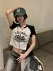 Niche Unique Short Top Female Slim Spice Girl Summer High Waist Front Shoulder T-Shirt American Retro Short Sleeve T-Shirt Women