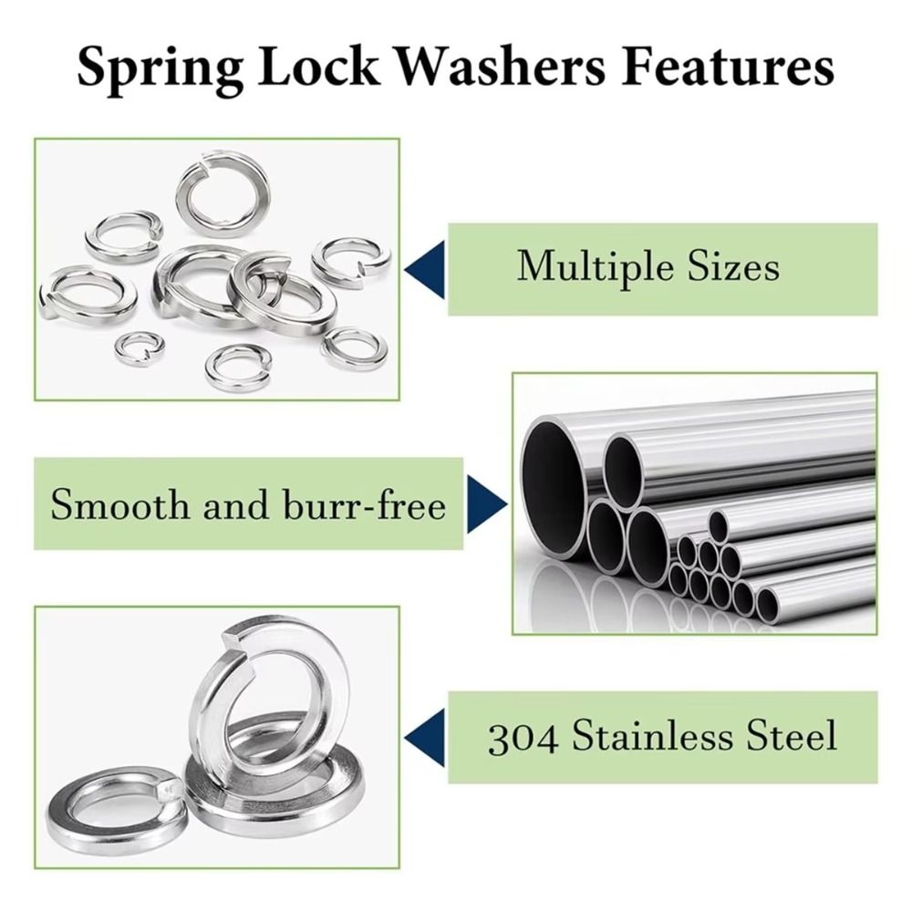 1000PCS 304 Stainless Steel Metric Split Lock Washer Set Gasket Spacer Assortment Set  Industrial