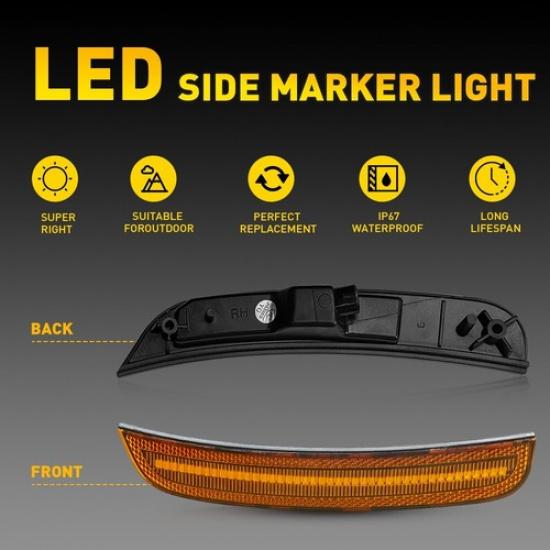 For Chrysler 300 2015-23 Amber LED Side Marker Lights Lamps Front Left Right EOA