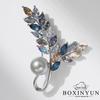 Bo Xin Yun Elegant Pearl Crystal Wheat Ear Brooch - Fashionable Cardigan Accessory and Gift Souvenir Pin.