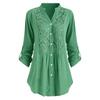 Camicia a maniche lunghe con scollo a V e bottoni in pizzo, comoda e casual, da donna, taglie forti