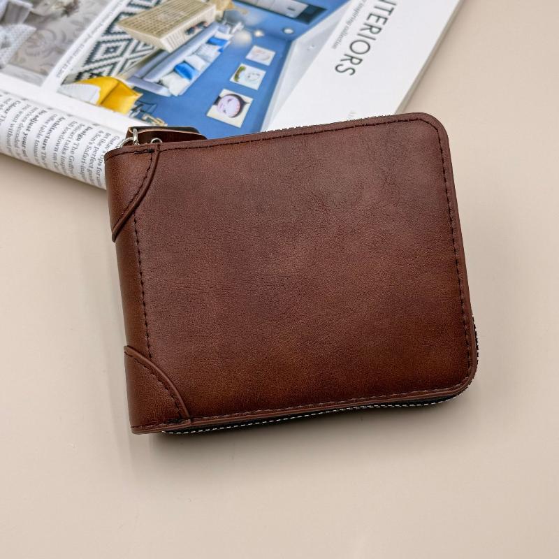 1Pc Men Wallets Leather Zipper Purse Man Slim Card Horders Quality Male Short Multi-Card Wallet Coin Pocket Purse