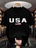 Usa Flag Graphic Tshirt Unisex United States Letter Print Short Sleeve Summer Tops Casual Patriotic Streetwear Tee