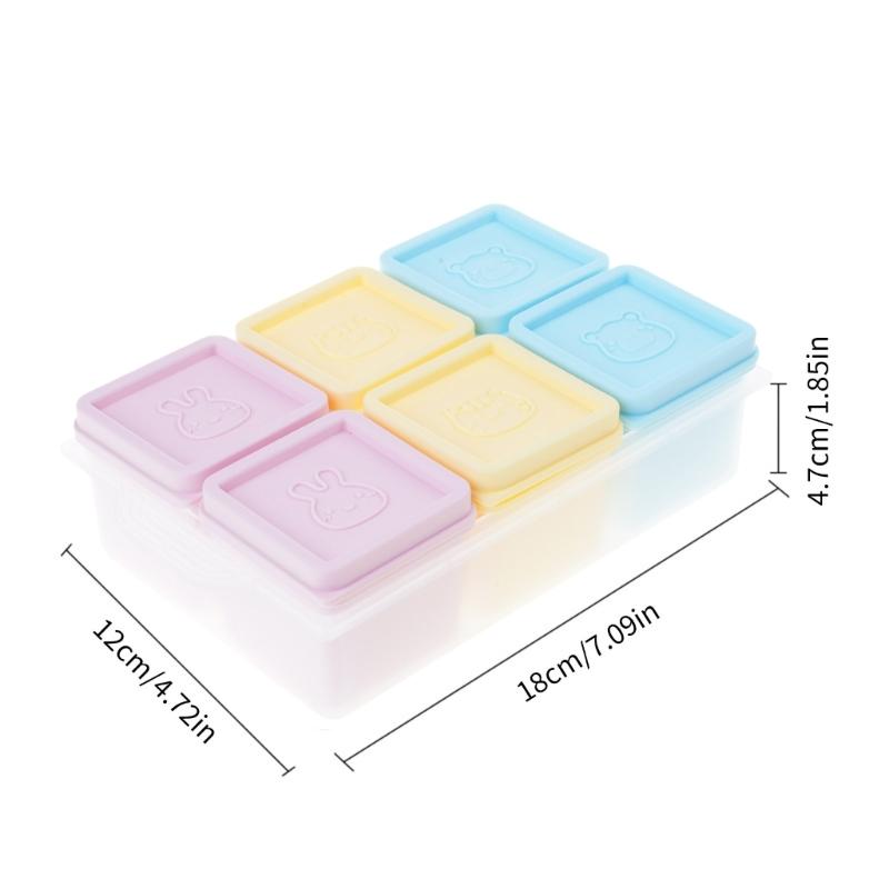 Dishwasher Safe Baby Food Storage Container 6 Grids Silicone Snacks Organizers Freezer To Microwave Snacks Box With Lid