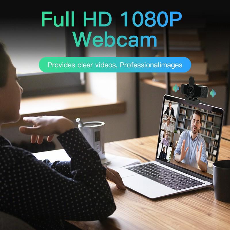 1080P HD USB Webcam with Microphone and Fixed Focus