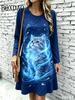Women's Elegant Party Mini Dress Loose Crew Neck Short Sleeve Home Dress Summer Casual Daily Graphic Animal Cats 3D Print Dress