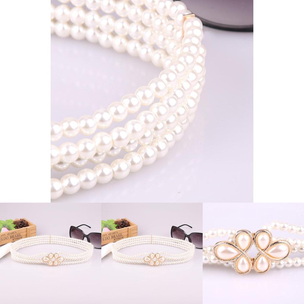 Pearl Flower Belt With Alloy Buckle For Womens Fashion And Dress Decor