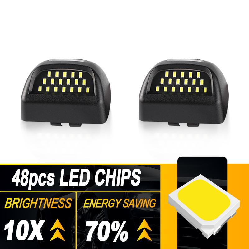 2PCS For Chevy Suburban GMC Sierra Yukon XL 1500 2500 3500 HD Tahoe LED Car Rear Number Light License Plate Lamp White 6000K