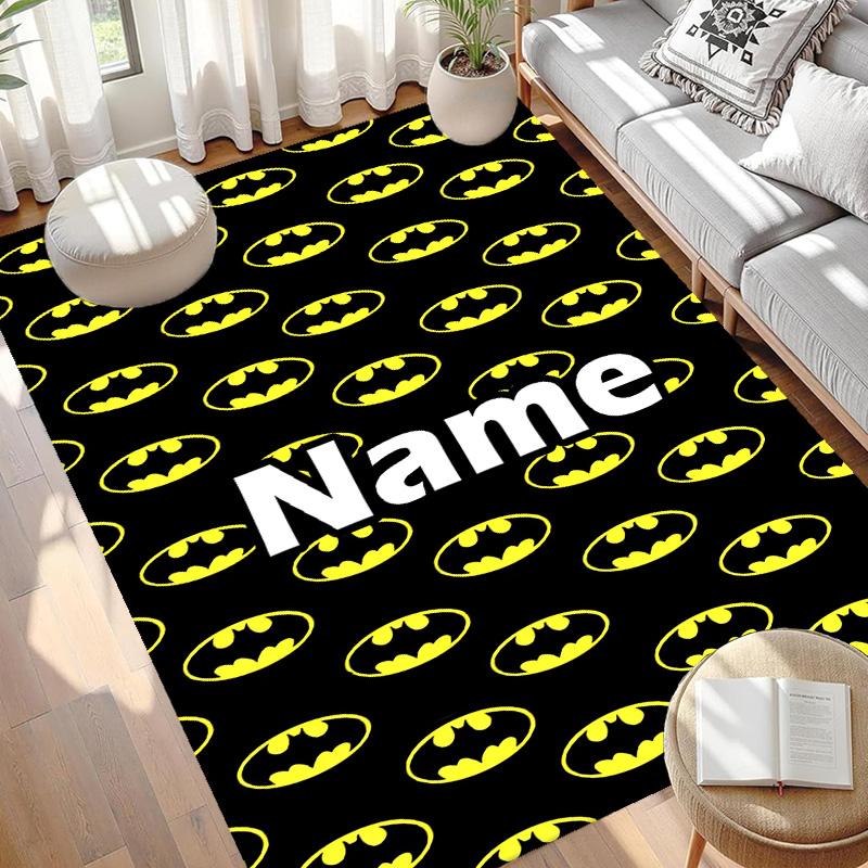 Custom Name Personalized Batman Print Carpet, Versatile Home Decor Rug, for Playroom, Apartment, Balcony, Entryway, Hallway Gift