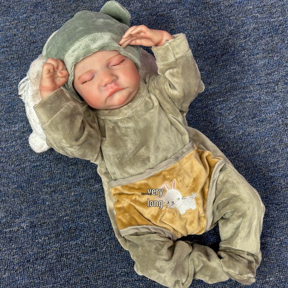 

43см Виниловая Кукла Реборн с Прошитыми Мохеровыми Волосами Painted Hair Cloth Body (Unisex)