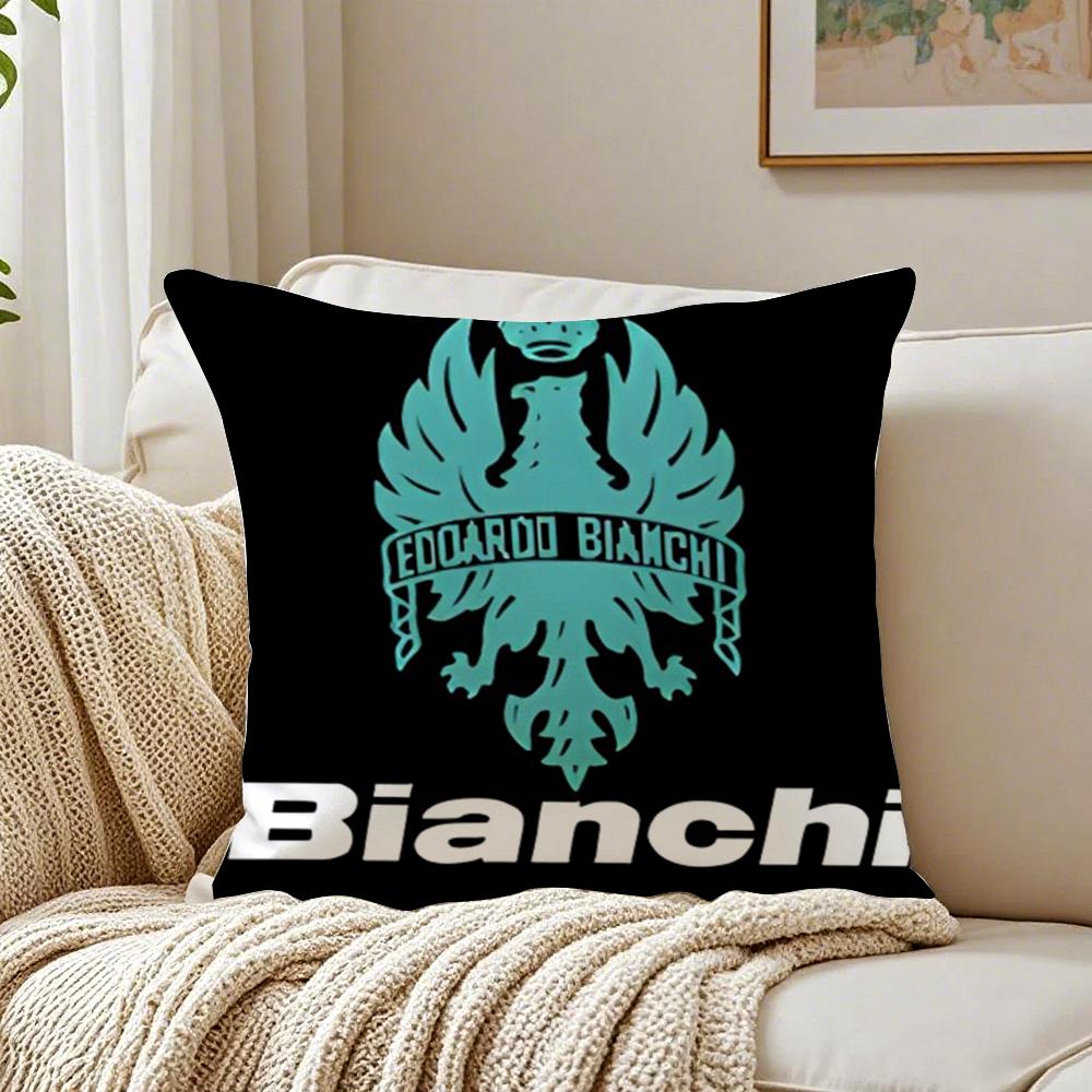 Classic Bicycle Brand BBianchi Logo Cushion Cover Linen Pillowcase Soft for Sofa Bed Home Room Decor