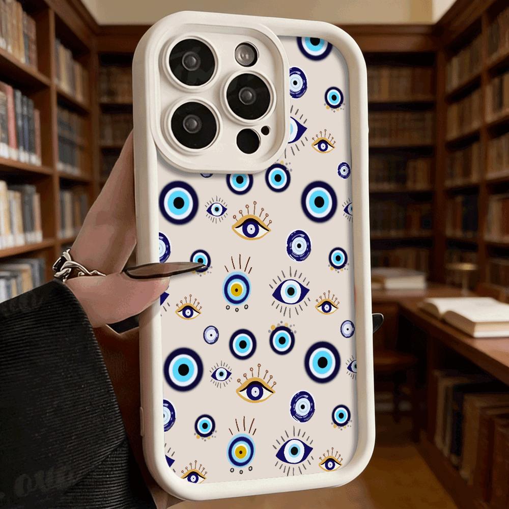 Mixed Evil Eye Pattern Soft TPU Phone Case for iPhone 17 16 15 14 13 12 11 Pro Max Plus Shockproof Anti-Slip Cover