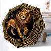 1pc Sturdy 8-Bone Auto Umbrella, Golden Graceful Lion (a) Umbrella, Digital Printed, Foldable Umbrella for On-the-Go Outdoor Use