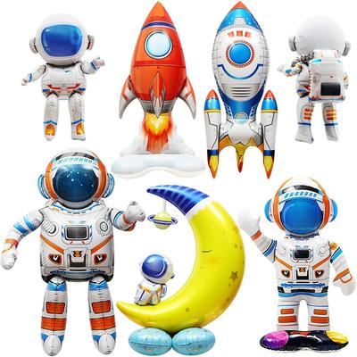 Cartoon Spaceman Rakete Folie Ballons 4D Aluminium Film Ballon Kinder Geburtstag